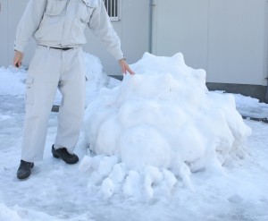 大雪王蟲と記念撮影